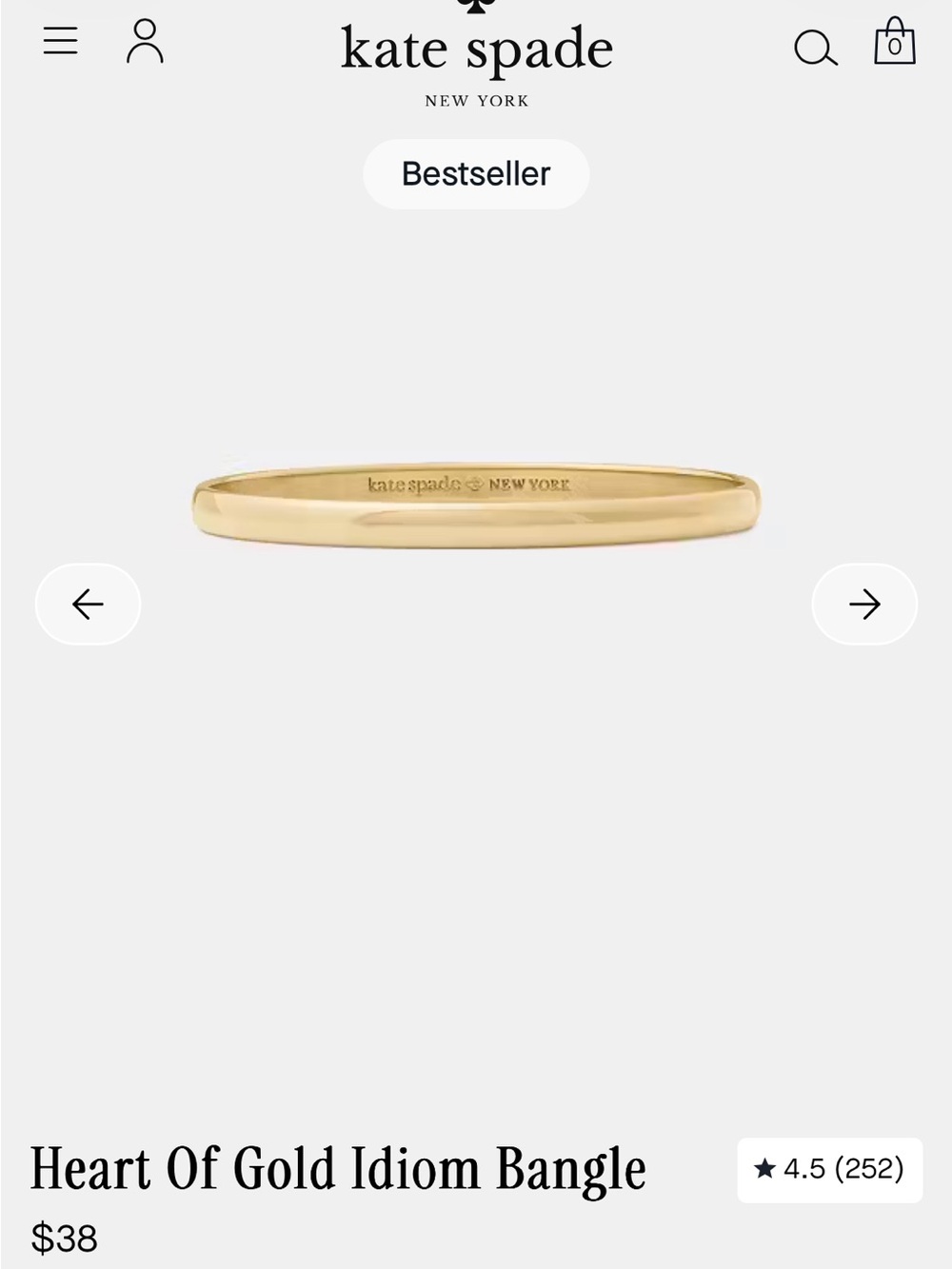kate spade Gold Slim Engraved Bangle
